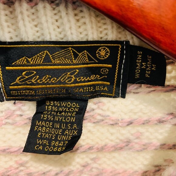 Vintage Eddie Bauer Sweater Women Medium Geometric Crewneck Wool - Picture 6 of 6